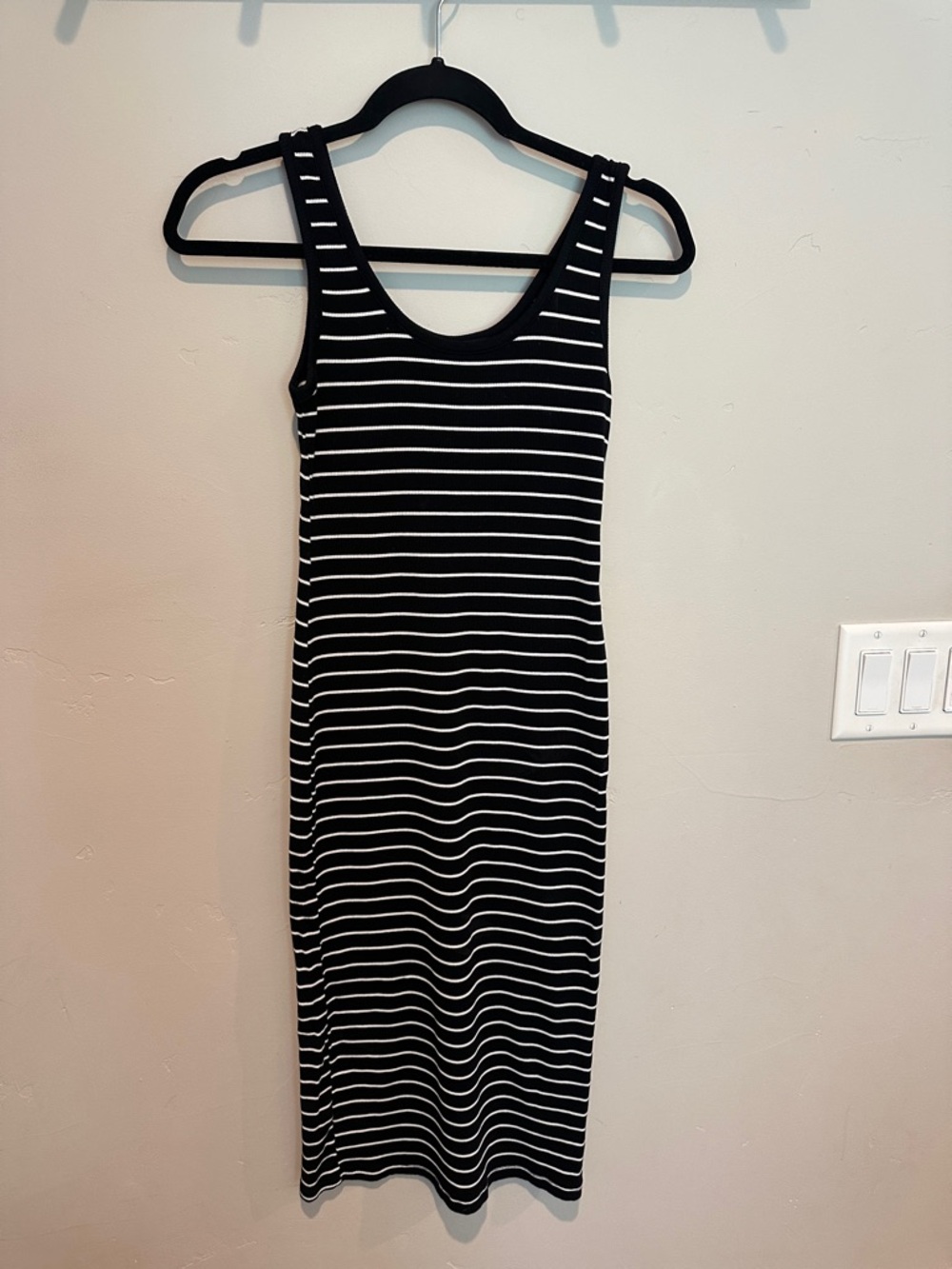 Ambiance Black and White Striped Midi Tank Dress